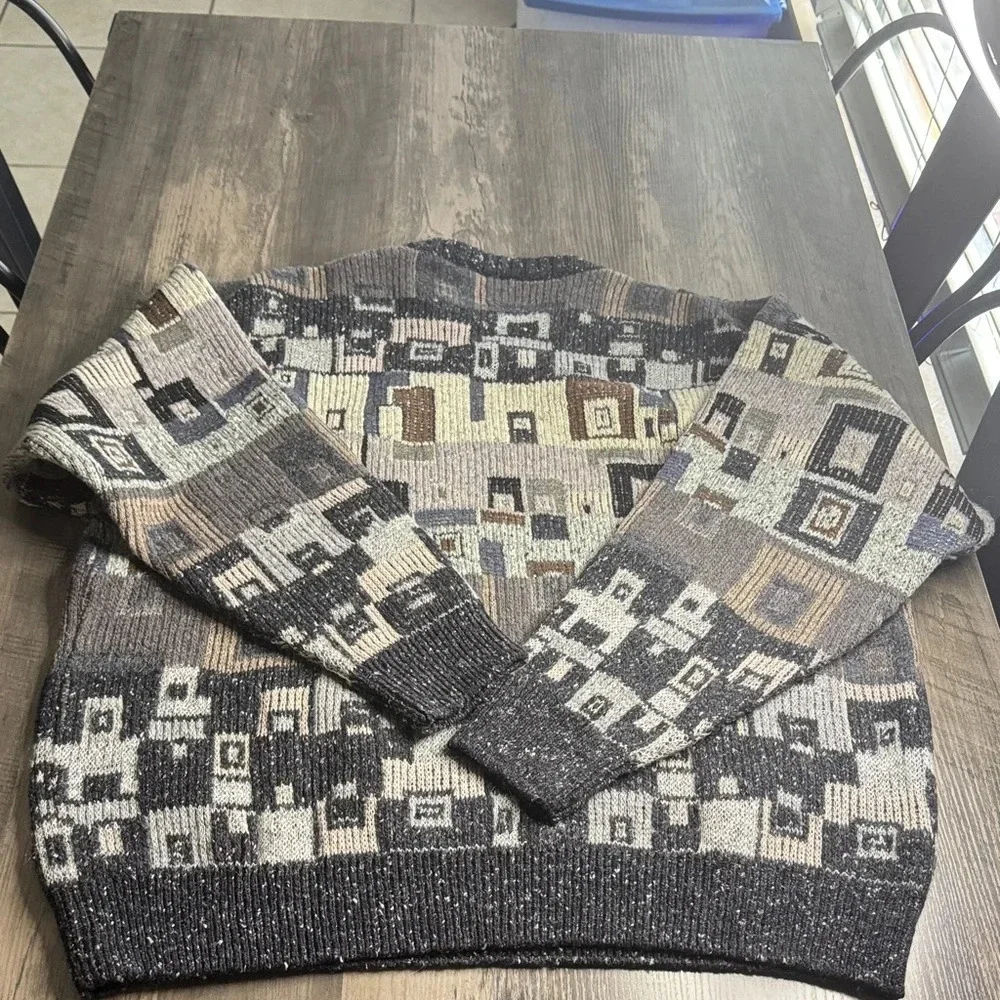 Vintage Barneys New York Wool Men's Abstract Pattern Sweater